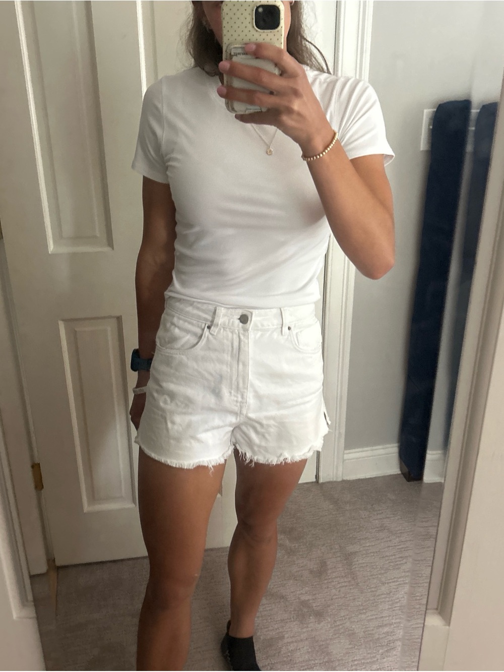Zara White Denim Shorts Set